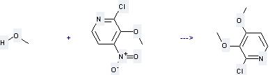 The Pyridine, 2-chloro-3, 4-dimethoxy- can be obtained by 2-Chloro-3-methoxy-4-nitro-pyridine and Methanol.